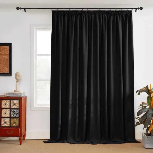 Nicetown Kant en klaar Gordijn - 95% Verduisterend - Met Plooiband - 300x245 cm - Zwart - 1 Stuk