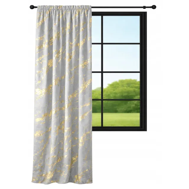 NOW-ART Luxe Velours Gordijn 140x220cm - Marmer Goud Effen Grijs