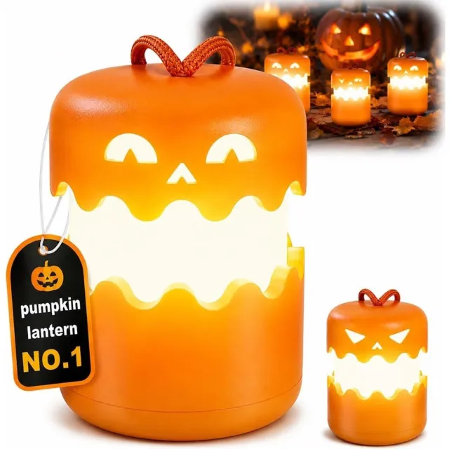 VHV 2-Halloween lantaarn - Oplaadbare pompoenlamp voor sfeervolle verlichting - Opvouwbare tafellamp voor Halloween decoratie - Gezellige feestverlichting voor binnen en buiten - Geel Geel-2