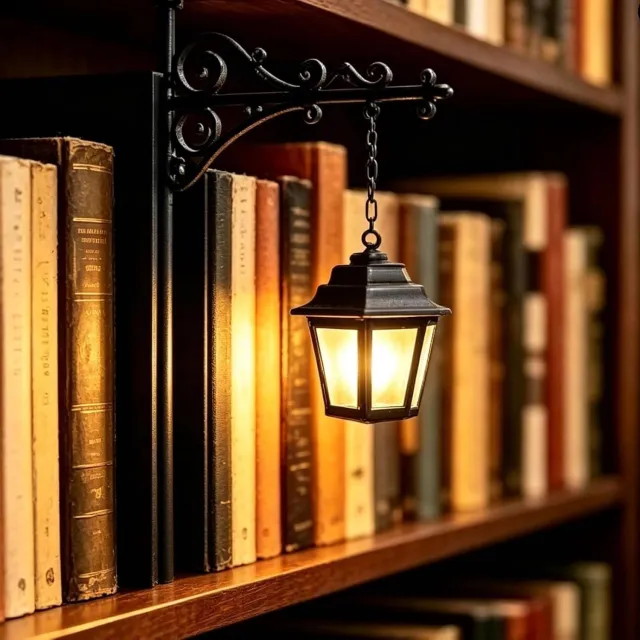m3rkl00s Boekensteun met Lamp - Decoratieve Boekenplankverlichting - Leeslamp - Boekenhouder-1 stuk Zwart