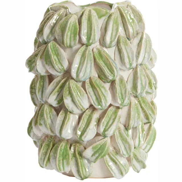 Light & Living Vaas Carambola Keramiek, 47cm - Crème/Groen Creme - Groen