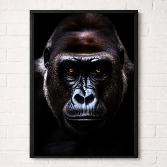 Kleurmedia Gorilla Poster - Wildlife Portrait Collection - Dieren Posters - A2+ 43,2 x 61 cm Zwart