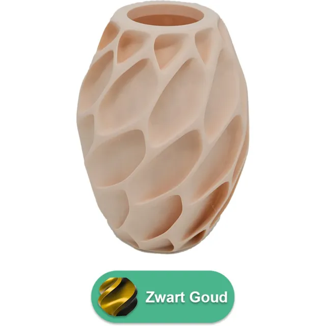 Lovora Oruna organische vaas – Decoratieve vaas - Zwart / Goud - 3d geprinte vaas – geschikt voor droogbloemen - 25CM