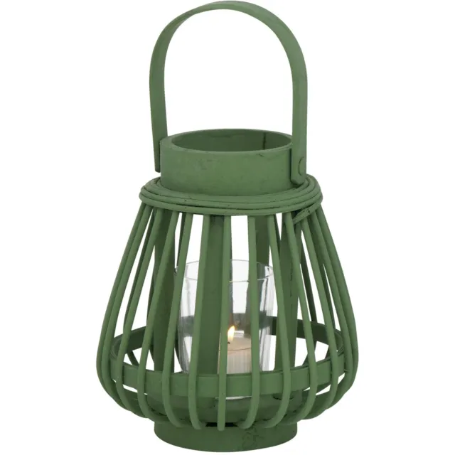 Boltze Home Bamboe lantaarn Ilvie, 16 cm, theelicht - lichtgroen