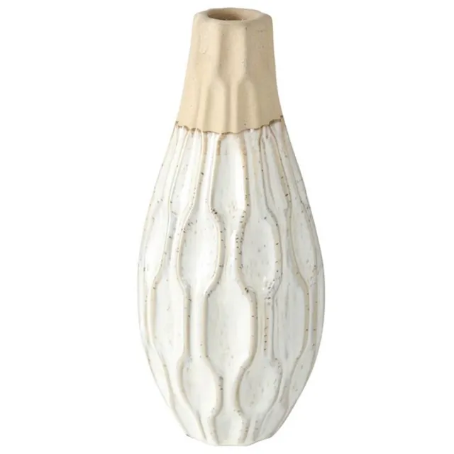 Boltze Home Vaas Malia, H25cm naturel/wit keramiek warmwit