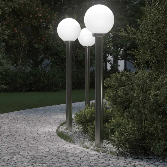 vidaXL Bolderverlichting 3 stuks 120 cm RVS IP44 Zilver