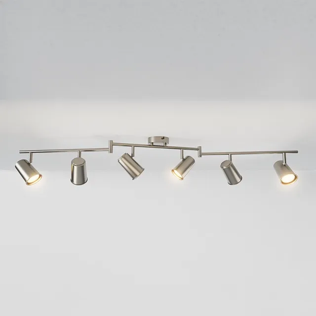 HOFTRONIC Riga RVS LED plafondlamp 6 spots – kantelbaar en draaibaar – opbouwspots RVS – GU10 - 2700K warm wit - Plafondspots - IP20 - woonkamer en gang