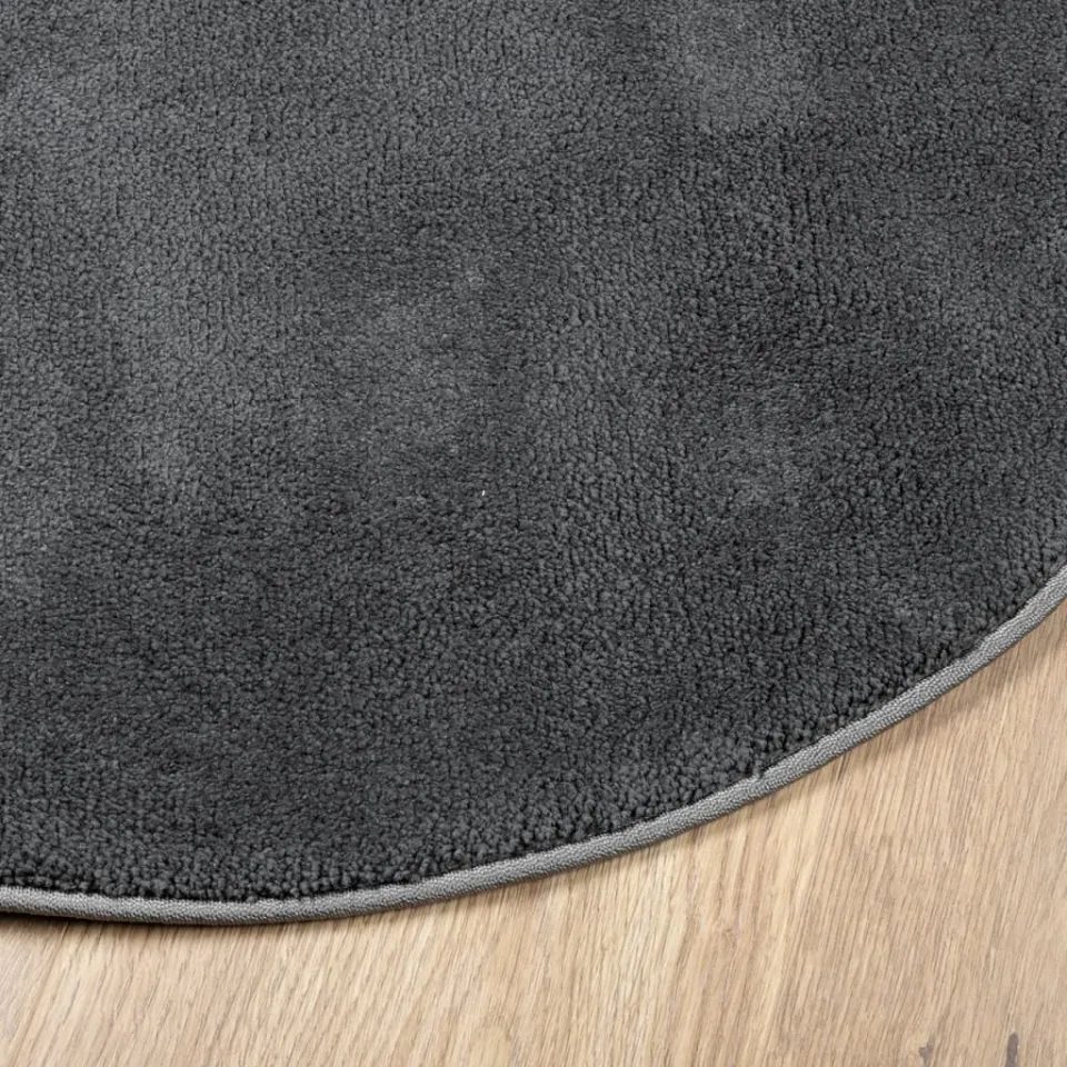 vidaXL Vloerkleed OVIEDO laagpolig Ø 160 cm antracietkleurig, foto 4