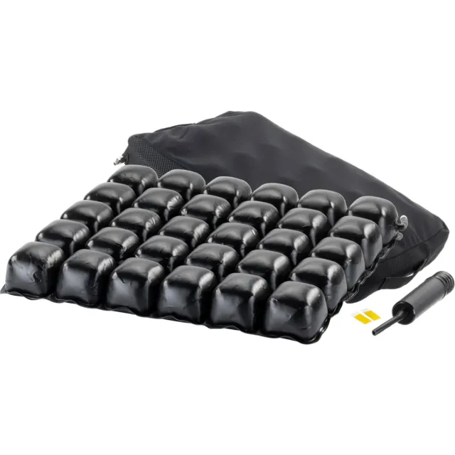 MultiMotion Anti-decubitus lucht kussen 55 x 50 cm - 7,5 cm hoog - Met ademende hoes en handpomp - Zitkussen Zwart