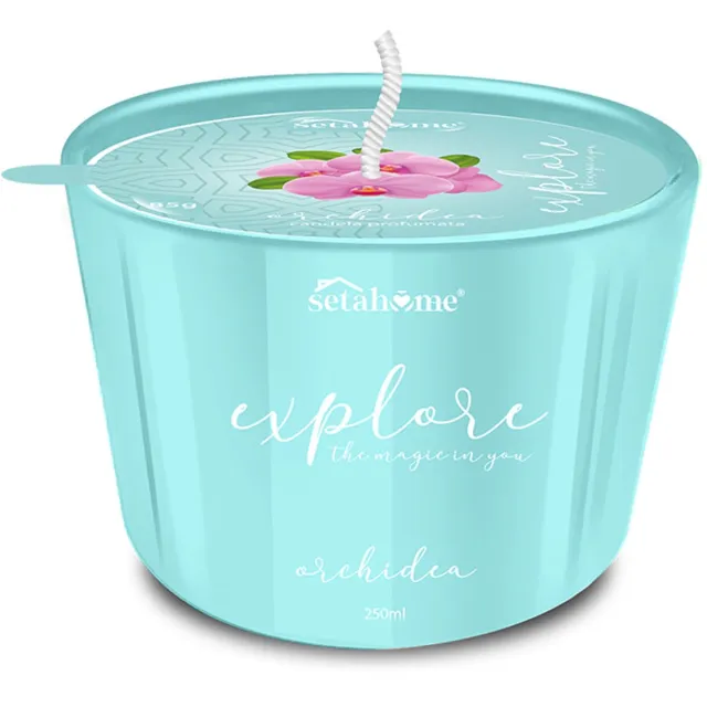 Seta Blu pot geurkaars 85gr - orchidee - Explore the magic in you blauw