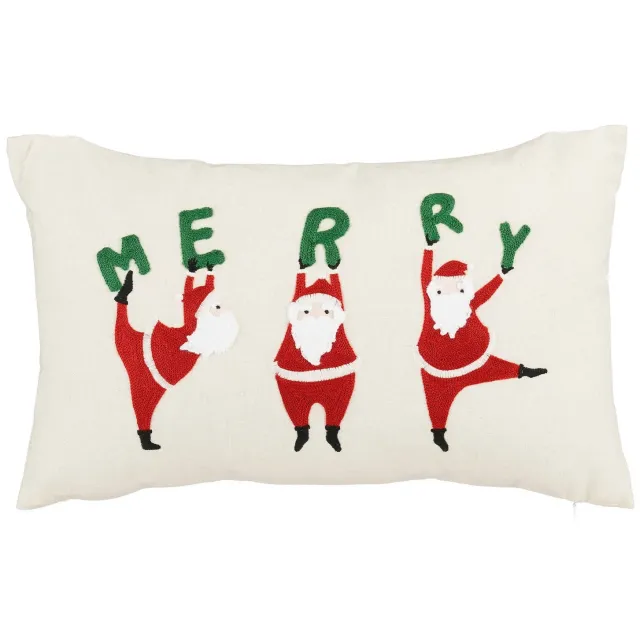 Mica Decorations kerstkussen kerstman - wit