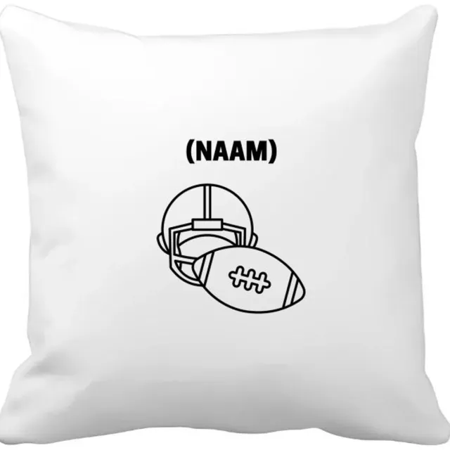 Akyol american football helm en bal met je eigen naam Kussen hoes - American football - sport liefhebbers - nfl - verjaardag - verjaardagscadeau - mensen die houden van american football - cadeau - kado - geschenk - gift - 40 bij 40 cm Multicolor