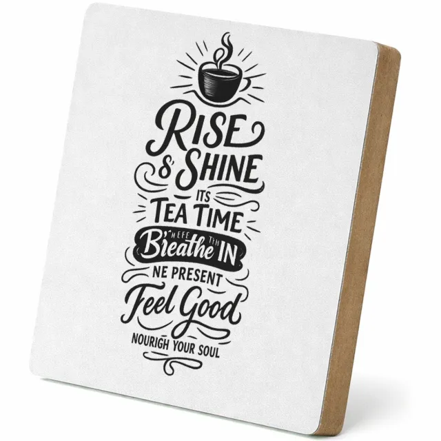 Mr Cadeautjes MDF staande fotolijst 15,2 x 15,2 - design Een ochtendthema met een warme drank en een positieve boodsc | cadeau Wit