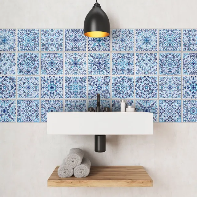 Ambiance Sticker Zelfklevende tegelmuurstickers voor keuken en badkamer - 24 Jeronimo Azulejo tegelstickers - 24 stickers, 20x20cm Multi color