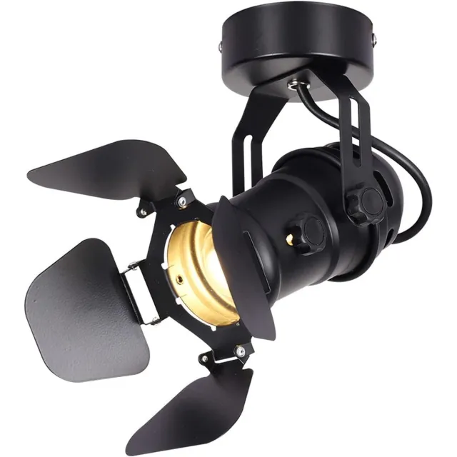 Haobosic Industriële vintage plafondlamp in metaal met wandarmatuur - E27 verlichting voor interieur, retro decoratie voor bar, café of woonkamer Black
