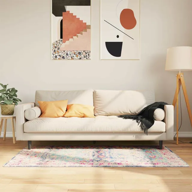 vidaXL Vloerkleed wasbaar 80x150 cm meerkleurig blauw, foto 2