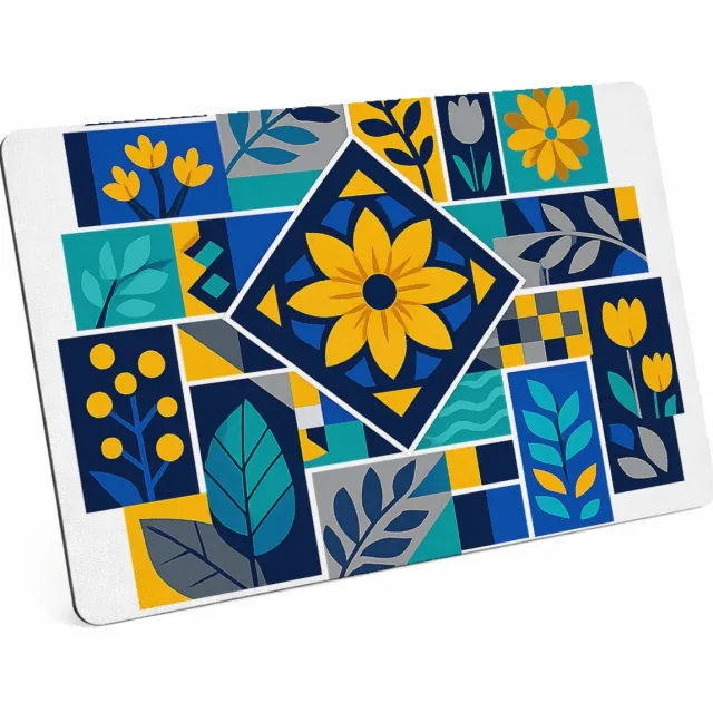 Mr Cadeautjes MDF magnetische fotolijst 28 x 19 - design Een levendig mozaïek van botanische blokken met bladeren, bl | cadeau Wit