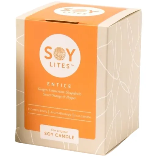 Soylites Soycandle Entice - Ginger, Cinnamon, Grapefruit, Sweet Orange & Pepper gebroken wit