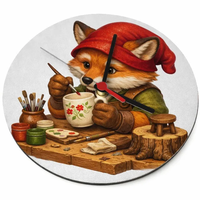 Mr Cadeautjes Klok rond Ø 19 - design Een fantasierijk personage dat geconcentreerd een object maa | cadeau Wit