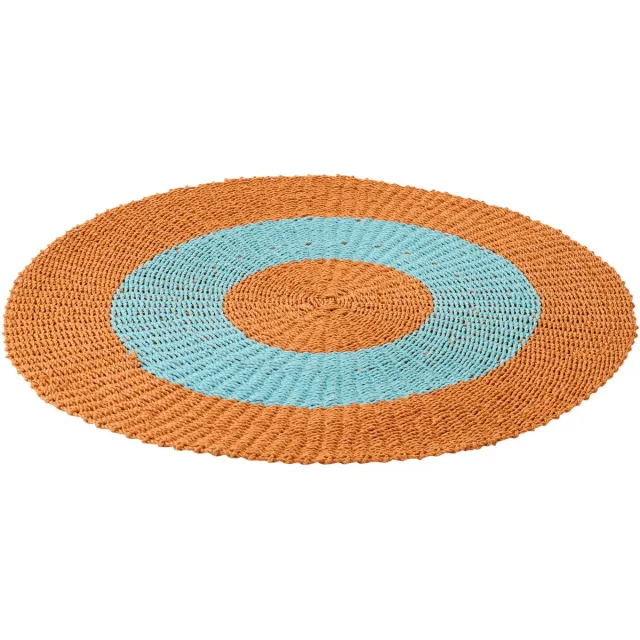 J-Line vloerkleed Gestreept - zeegras - oranje/blauw
