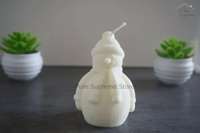 Pure Supreme Store Decoratie kaars sneeuwpop | Kerst | Handgemaakt wit