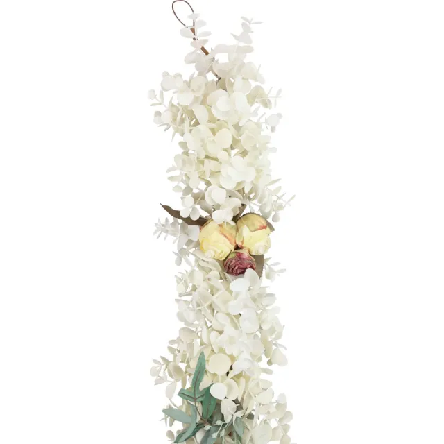Viana Decoratieve slinger plantenslinger eucalyptus kunstrozen droge look 17 wit
