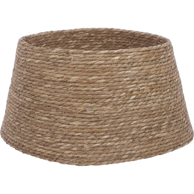 House of Seasons Mica Decorations Kerstboomrok - rotan look - bruin - D50 x H26 cm - kerstboommand