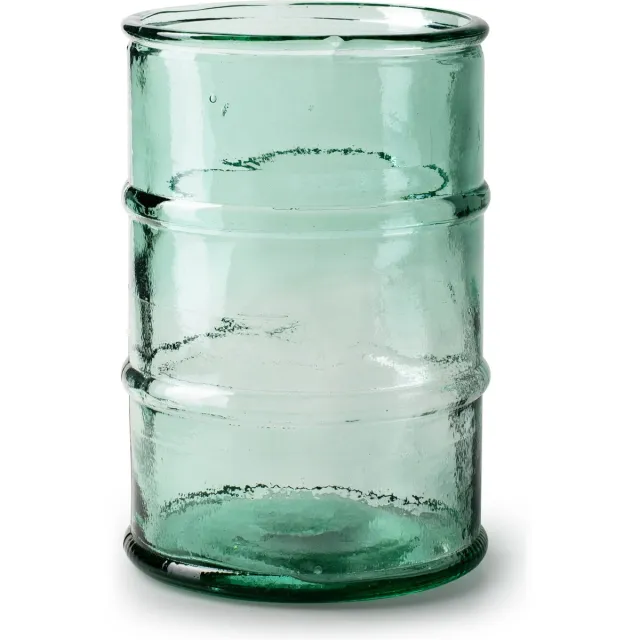 Jodeco Bloemenvaas Barril - transparant blauw - eco glas - 16 x 23 cm - cilinder vaas