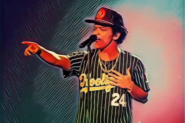 Passionforart.eu Bruno Mars 1-2 - Canvas - 70 x 100 cm zwart