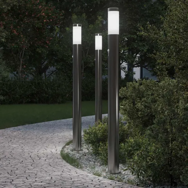 vidaXL Bolderverlichting met sensor 3 stuks 110 cm RVS IP44 Zilver