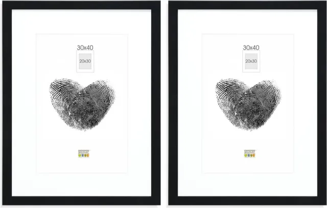 Deknudt Frames fotowand - 2 zwarte fotolijsten - foto 20x30/30x40 - met passe-partout