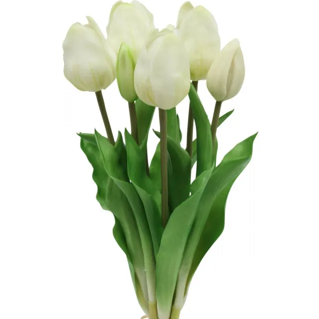 Viana Kunsttulpen Wit Crème Real Touch 38cm 7 stuks