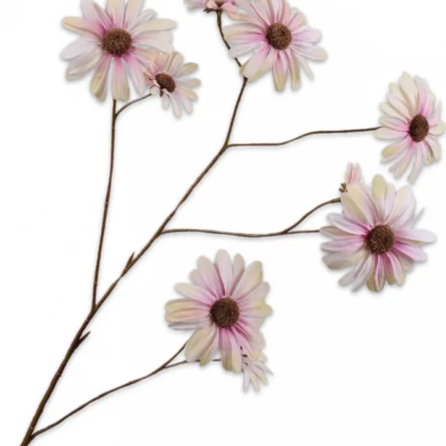 Silk-ka Kunstbloem-Zijden Bloem Margriet Tak Crème-Roze 102 cm