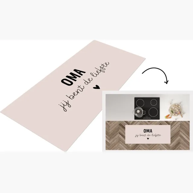 KitchenYeah Keukenloper - Loper keuken - Spreuken - Quotes - Oma Jij bent de liefste - Moederdag - Grootouders - Roze - Keukenloper vinyl Multicolor
