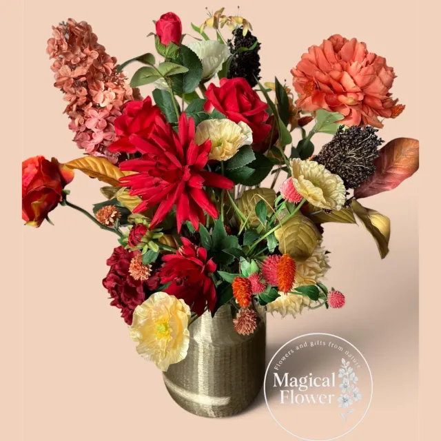 Magical Flower Kunstbloemen Boeket Herfstvibes | Kleurrijke kunstbloemen | Magical Flower rood oranje geel