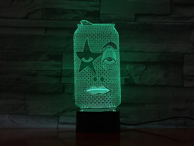 MC Living 3D Led Lamp Met Gravering - RGB 7 Kleuren - Blikje