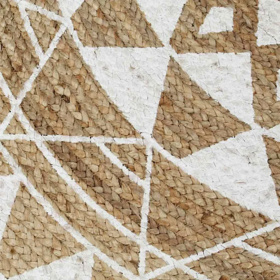 vidaXL Vloerkleed handgemaakt met witte print 90 cm jute, foto 4