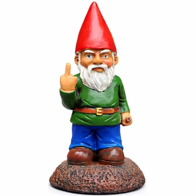 GnomeFlipper Tuinkabouter Middelvinger - Fuck You Kabouter - 15 CM - Tuinkabouter Grappig - Kabouter Middelvinger - Tuinkabouters voor Buiten Groen