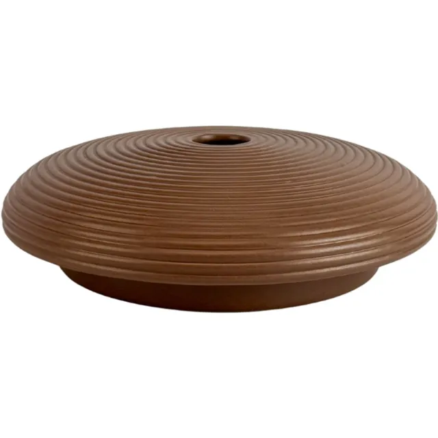 XLBoom Nova Low Mocha - Keramische design vaas (Ø 32 cm) - Verkrijgbaar in Cream & Mocha - Ribbelstructuur geïnspireerd op traditionele coil pottery Bruin