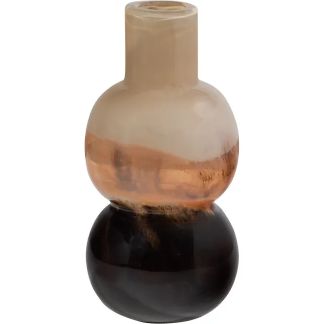 WOOOD Marjon Vaas Decoratie - Handgevormd - Glas - Bruin - 30x14x14