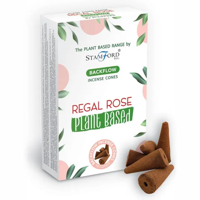 Stamford Backflow Wierook kegels - Regal Rose - 12 Stuks - Plantaardig - Vegan - Plant Based - Incense Cones - Waterval Wierook Regal Roos