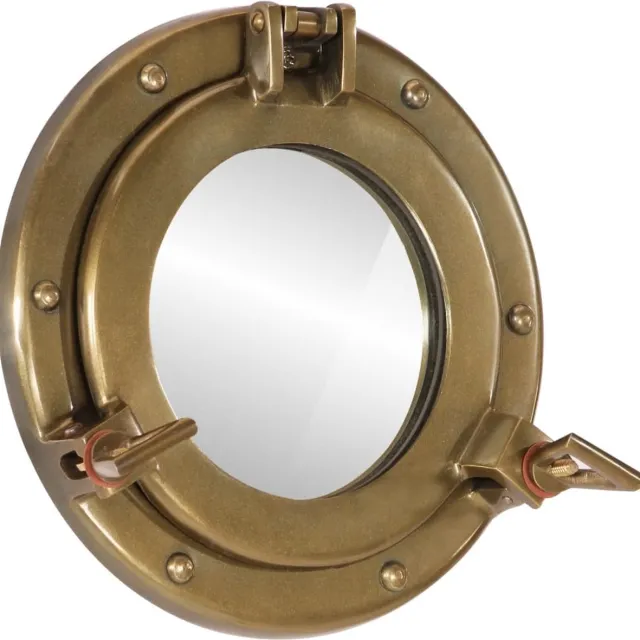 vidaXL Wandspiegel - patrijspoort - Ø23 - cm aluminium - en - glas Koper
