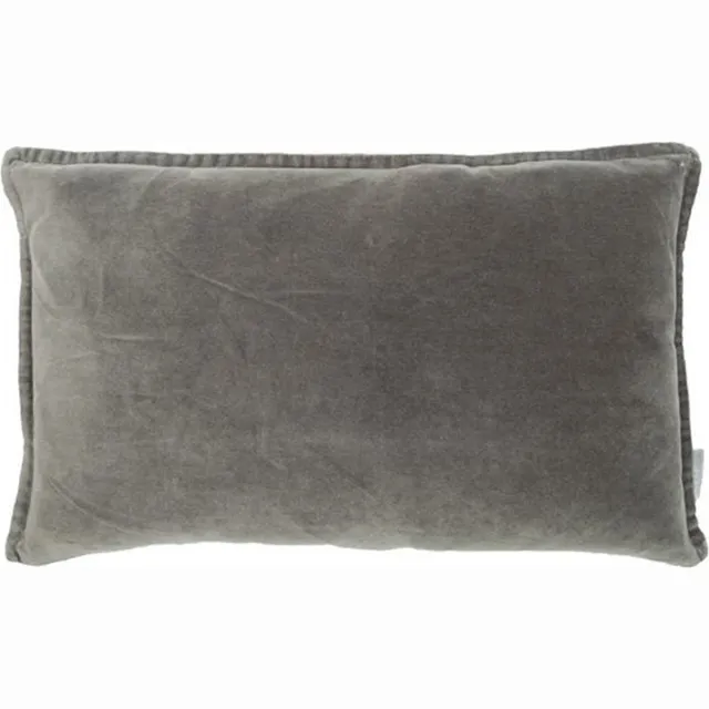Mrs. bloom Vintage fluweel/linnen sierkussen 'Vintage' (50cm x 30cm, Donkergrijs)