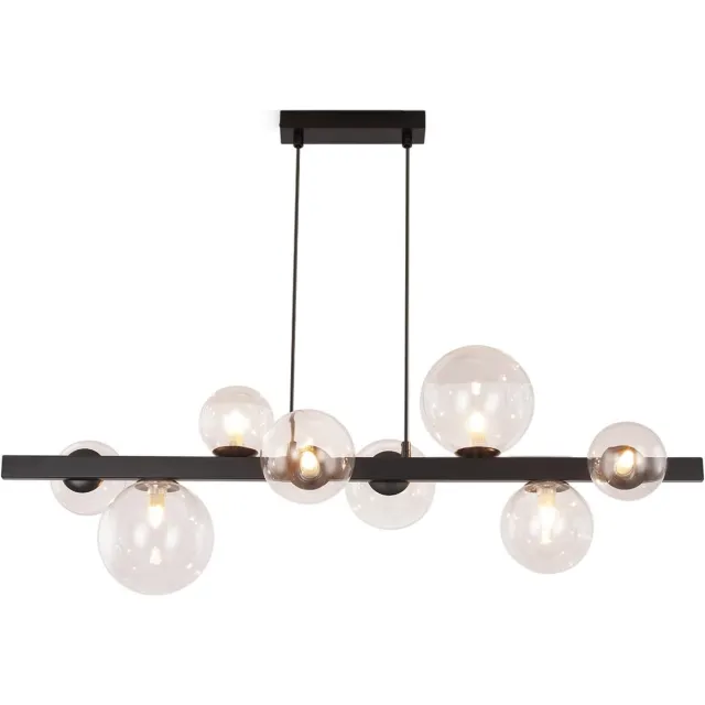 Glitzerlife Hanglamp - Modern Rauchgrau 8-Flammig - G9 Sockel - Glaskugel Design - Eisen en Glas Materiaal - Ø90,5cm - Hanglamp Woonkamer Eetkamer Keuken Transparant