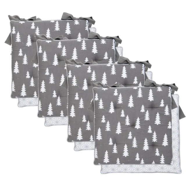 Clayre & Eef Stoelkussen - Kerst - Let's stay Home - Wit Grijs - 40 x 40 cm - 4 stuks