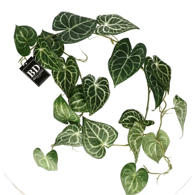 Bellatio Design kunstplant/hangplant slinger - Anthurium - groen - 109 cm lang - planten guirlandes