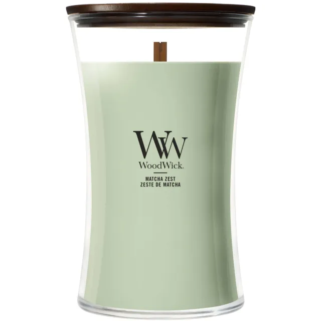 Woodwick Hourglass - Matcha Zest - Large Geurkaars - 130 branduren, foto 2
