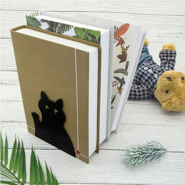 Nevolis Pair Metal Black Cat Bookends-Cute Cartoon Animal Kitten Non-slip-Thickening Iron Bookends-Desk Organizer-Holder for Kid Book-Shelves Divider-Library School Office-Home Decor . multi color