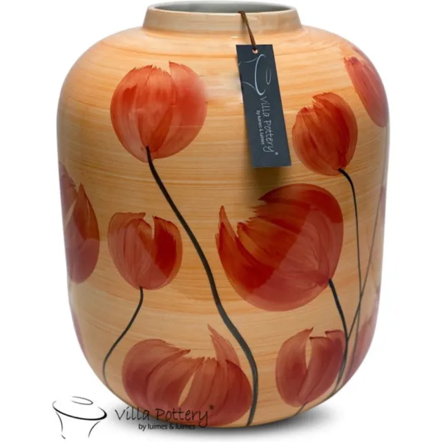 Irishflowers Vaas - Villa Pottery - Keramiek - Decoratie - Voorjaar - Lentedecoratie - Woondecoratie - Francis 4 Orange/Red Rood