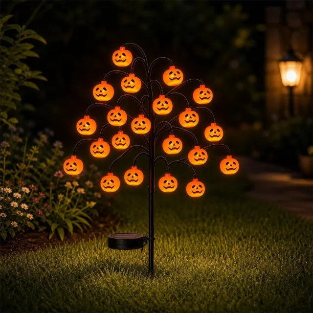 Nosheir Solar-grondspots – Leuke - lichtgevende Halloween-buitendecoratie, flikkerende padverlichting - geschikt voor tuinen/erven – 20 leds